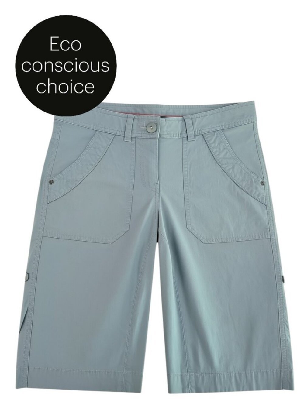 MEC Sage Green Organic Cotton Hiking Cargo Bermuda Shorts size 6
